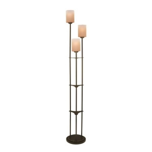 Lite Source 3-Lite Floor Lamp Dark Bronze w/ Amber Glass Ls-80700d-brz - All
