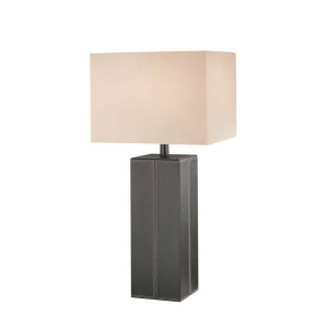 Lite Source Table Lamp Dark Brown Leather White Fabric Shade Ls-2937dbrn-ltr - All