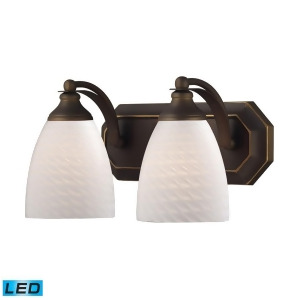 Elk Lighting 2 Light Vanity in Aged Bronze and White Swirl Glass 570-2B-ws-led - All