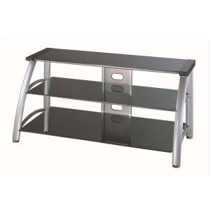 Lite Source 3-tier Tv Stand Silver Chrome Black Glass Lsh-5607 - All