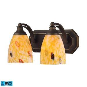 Elk 2 Light Vanity in Aged Bronze and Yellow Blaze Glass 570-2B-yw-led - All