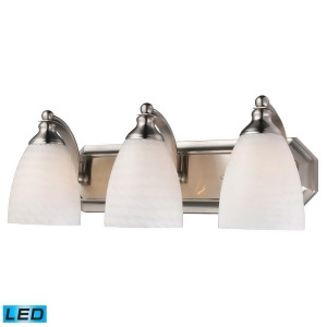 Elk 3 Light Vanity in Satin Nickel and White Swirl Glass 570-3N-ws-led - All
