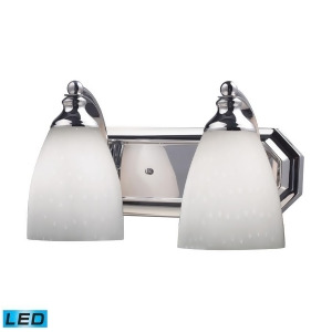 Elk 2 Light Vanity in Polished Chrome and Simply White Glass 570-2C-wh-led - All
