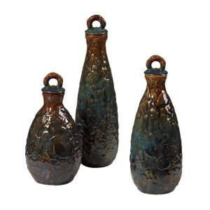Sterling Ind. Set of 2 Shoal of Fish Ceramic Jars Blue Glaze 119-046-S3 - All