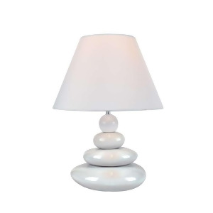 Lite Source Table Lamp White Ceramic Body Fabric Shade Ls-22112wht - All
