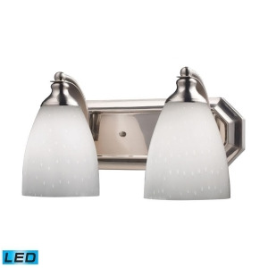 Elk 2 Light Vanity in Satin Nickel and Simply White Glass 570-2N-wh-led - All