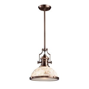 Elk Lighting Chadwick 1-Light Pendant Antique Copper and Cappa Shell 66443-1 - All