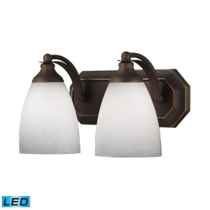 Elk 2 Light Vanity in Aged Bronze and Simply White Glass 570-2B-wh-led - All
