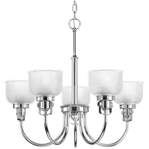 Progress Archie 5-Light Chandelier. Clear Prismatic Glass in Chrome P4689-15 - All