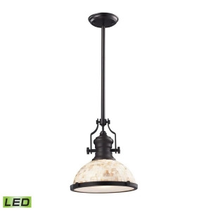 Elk Lighting Chadwick 1-Light Pendant Oiled Bronze and Cappa Shell 66433-1-Led - All