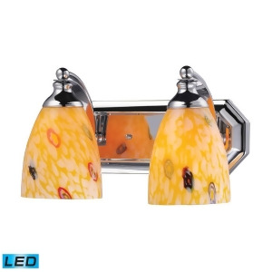 Elk 2 Light Vanity in Polished Chrome and Yellow Blaze Glass 570-2C-yw-led - All