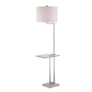 Lite Source Floor Lamp w/ Glass Table Polished Silver Ls-81746ps-wht - All