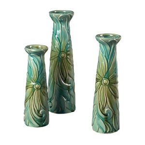 Sterling Ind. Set of 3 Tropical Leaf Ceramic Jars Water Glaze 119-047-S3 - All