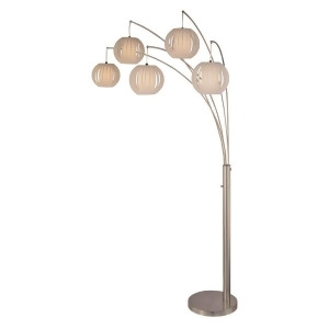 Lite Source 5-Lite Arch Lamp Polished Silver w/ White Shade Lsf-8872ps-wht - All