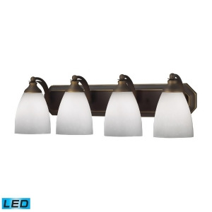 Elk 4 Light Vanity in Aged Bronze and Simply White Glass 570-4B-wh-led - All