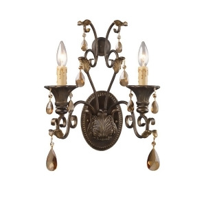 Elk Lighting Rochelle 2 Light Sconce Weathered Mahogany Amber Crystal 3341-2 - All