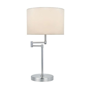 Lite Source Table Lamp Polished Silver White Fabric Shade Ls-22215ps-wht - All