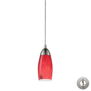 Elk 1 Light Pendant in Satin Nickel and Fire Red Martini Glass 110-1Fr-la - All