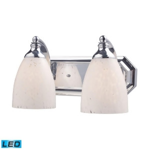 Elk 2 Light Vanity in Polished Chrome and Snow White Glass 570-2C-sw-led - All