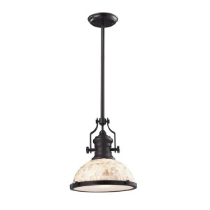 Elk Lighting Chadwick 1-Light Pendant Oiled Bronze and Cappa Shell 66433-1 - All