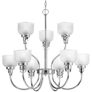 Progress Archie 9-Light Two-Tier Chandelier Clear Glass Chrome P4690-15 - All