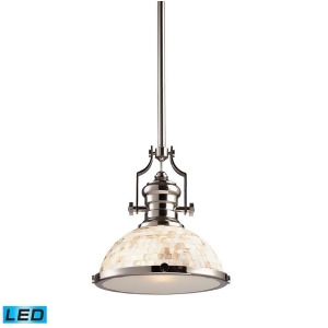 Elk Chadwick 1-Light Pendant Polished Nickel and Cappa Shell 66413-1-Led - All