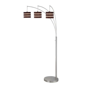 Lite Source 3-Lite Arch Lamp Polished Silver Wood Finished Shade Ls-80708 - All