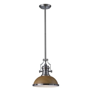 Elk Lighting Chadwick 1 Light Pendant in Medium Oak and Satin Nickel 66574-1 - All