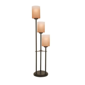 Lite Source 3-Lite Table Lamp Dark Bronze w/ Amber Glass Ls-20700d-brz - All
