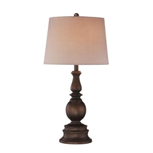 Lite Source Table Lamp Dark Bronze w/ Linen Fabric Shade Ls-20847d-brz - All