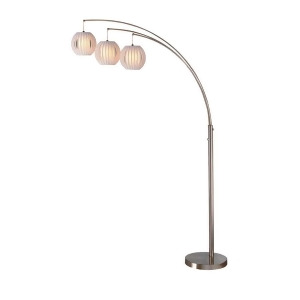 Lite Source 3-Lite Arch Lamp Polished Silver White Shade Ls-8871ps-wht - All