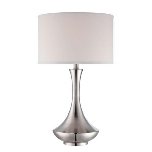 Lite Source Table Lamp Polished Silver White Fabric Shade Ls-22079 - All