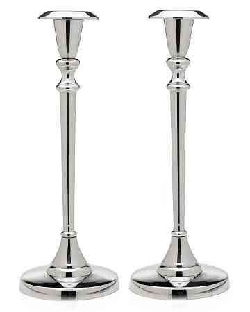 Godinger Silver Art Set of 2 Hexagon Crystal Candle Stick Holders 