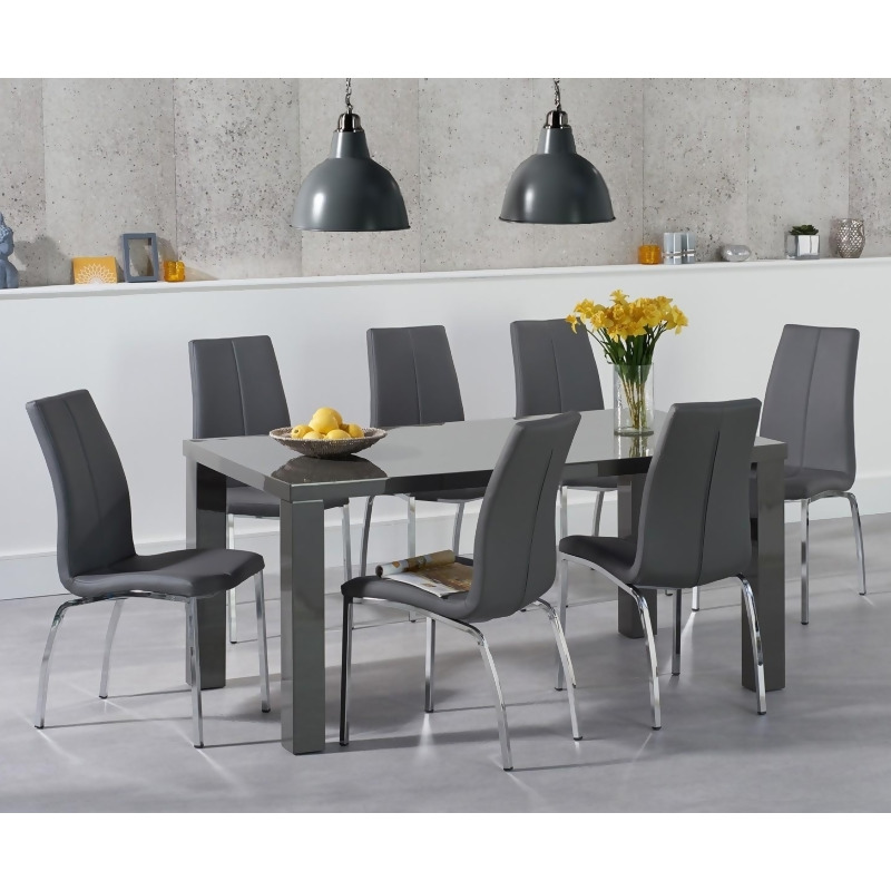 Atlanta 160cm Dark Grey High Gloss Dining Table With Cavello Chairs From Great Furniture Trading Company At Shop Com Uk