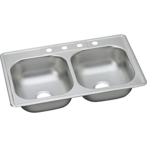 Elkay Dayton Kitchen Sink, Stainless Steel, 4 Hole, 22 Gauge, 33 In. X 22 In. X 7 In.