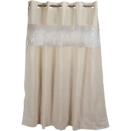 Arcs Angles Hookless Shower Curtain With Clear Window Beige From