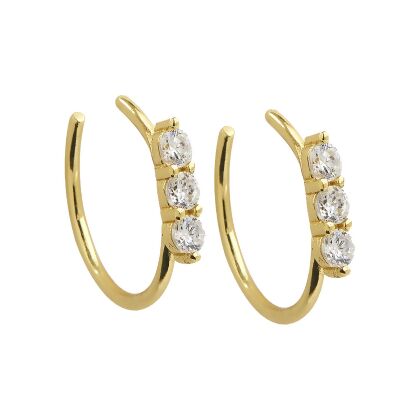 ZARA - Aretes para el cartílago de la oreja con 3 gemas - Oro | Transparente (Juego de 2)