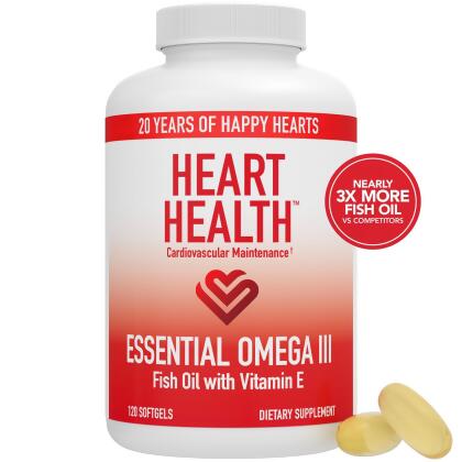 Heart Health™ Aceite de Pescado Omega III Esencial con Vitamina E - Frasco individual (60 porciones)