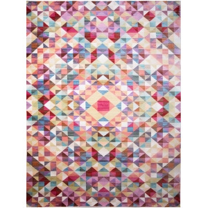 Multi-color Geometric Modern Area Rug Abstract Squares Triangles Distressed Rug - 7' x 10'
