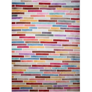 Multi-color Abstract Area Rug Contemporary Lines Squares Distressed Faded Rug - 7' x 10'