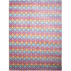 Multi-color Geometric Modern Area Rug Abstract Lines Squares Distressed Rug - 7' x 10'
