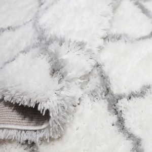 Designer Home Ivory Gray 100% Supersoft Microfiber Rug Area Shag Rug Modern Moroccan Trellis Shaggy Area Rug - 9' x 12'