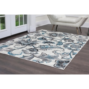 Designer Home Area Rug Ivory Blue Transitional Modern Floral Petals Rug Carpet - 2' x 7'