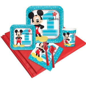Mickey Mouse 1st Birthday Deluxe Tableware Kit Serves 8 - All