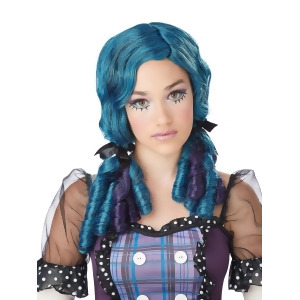 Teen Girl's Blue and Purple Doll Curls Wig - All
