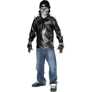 Boy's Metal Skull Biker Costume - LARGE