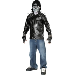 Boy's Metal Skull Biker Costume - MEDIUM