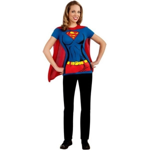 Supergirl T-Shirt w/ Cape Adult Costume - LARGE