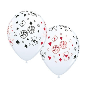 Casino Cards Dice 11 Latex Balloons 50 Pack - All