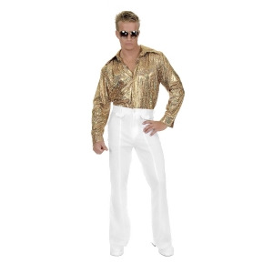 Adult Gold Glitter Disco Shirt - LARGE